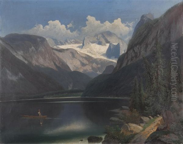 Gosausee Mit Blick Auf Den Dachstein Oil Painting by Ferdinand Lepie