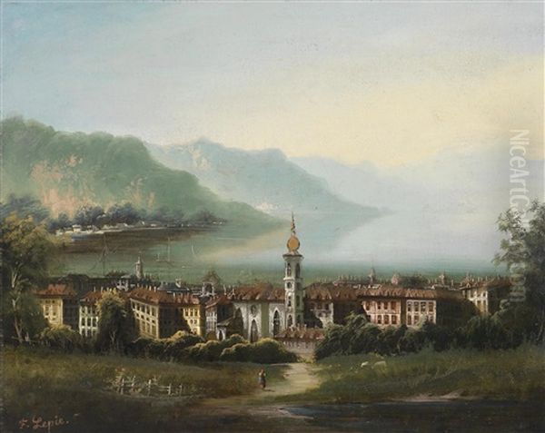 Blick Auf Gmunden (?) Oil Painting by Ferdinand Lepie