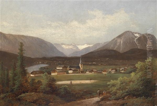 Blick Uber Den Altausseersee Oil Painting by Ferdinand Lepie