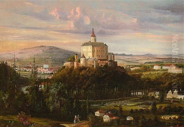 Schloss Schwarzburg In Thuringen (?) Oil Painting by Ferdinand Lepie