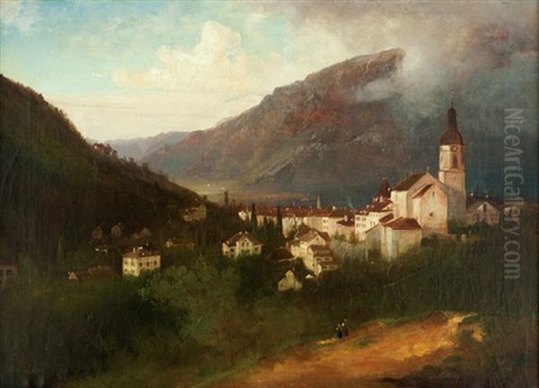 Pohled Na Mesto Chur (svycarsko) S Kostelem Sv. Marie Oil Painting by Ferdinand Lepie