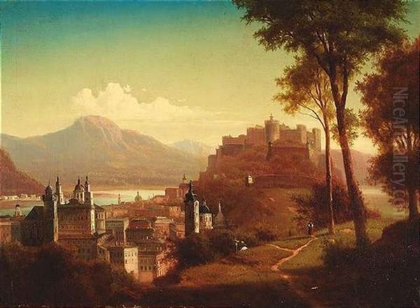 Blick Auf Salzburg Mit Dem Dom Und Der Festung Hohensalzburg Oil Painting by Ferdinand Lepie