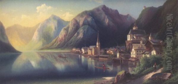 Hallstadt Im Salzkammergut Oil Painting by Ferdinand Lepie