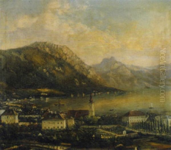 Ansicht Von Gmunden Oil Painting by Ferdinand Lepie