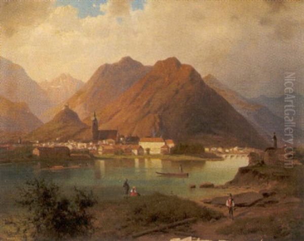 Stadt Am Ufer Oil Painting by Ferdinand Lepie