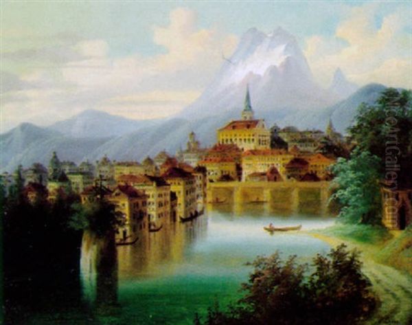 Blick Auf Bad Ischl Oil Painting by Ferdinand Lepie