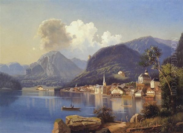 Blick Auf Hallstadt Oil Painting by Ferdinand Lepie