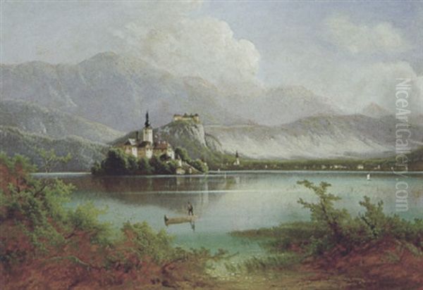 Blick Auf Den Veldeser See Oil Painting by Ferdinand Lepie