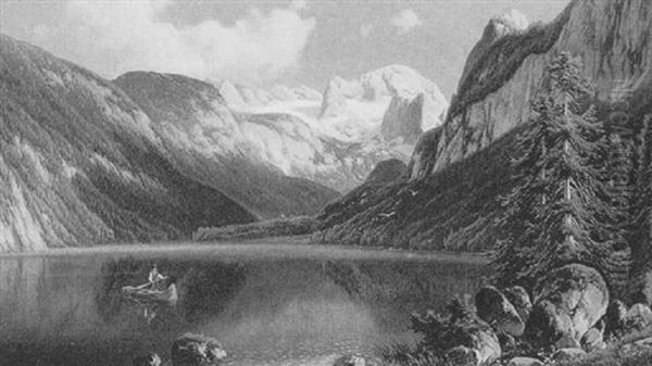 Blick Vom Gosausee Auf Den Dachstein Oil Painting by Ferdinand Lepie