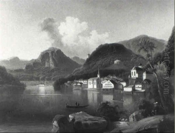 Hallst,tter See Im Salzkammergut Oil Painting by Ferdinand Lepie