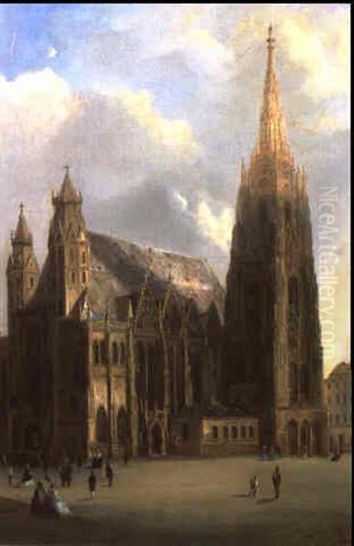 St. Stephan In Wien Oil Painting by Ferdinand Lepie