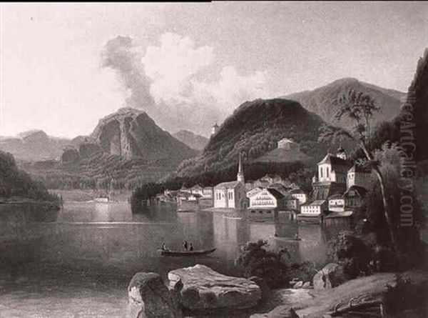 Hallstatt Oil Painting by Ferdinand Lepie