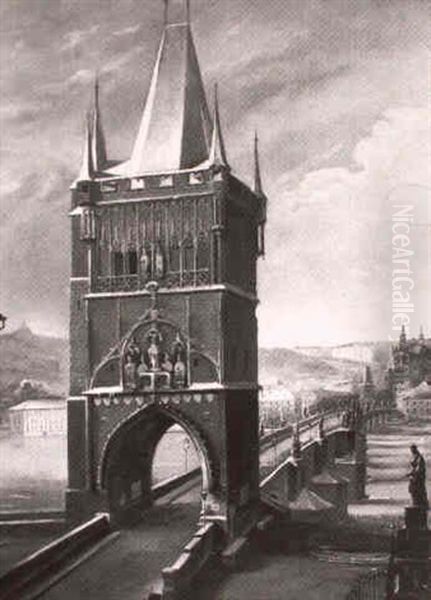 Die Karlsbrucke Zu Prag An Einem Wintertag Oil Painting by Ferdinand Lepie