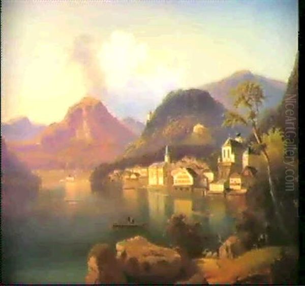 Hallstatter See Mit Blick Auf Hallstatt Oil Painting by Ferdinand Lepie