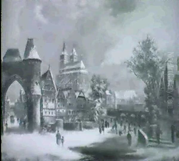 Eisvergnugen In Der Stadt Oil Painting by Ferdinand Lepie