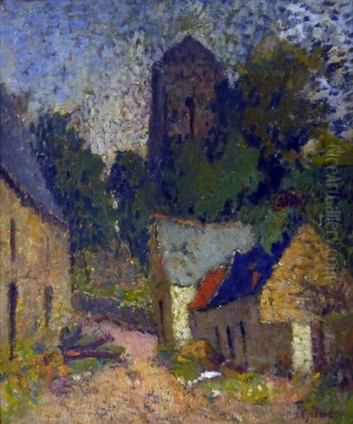 Village Oil Painting by Joseph Louis Lepine