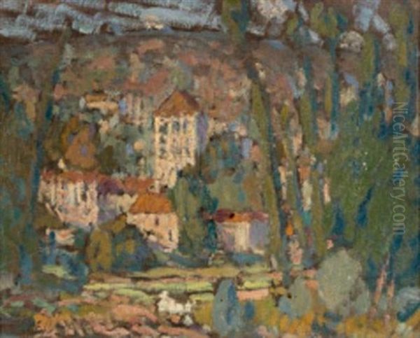 Vue D'un Village Oil Painting by Joseph Louis Lepine