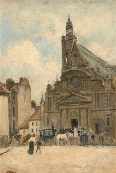 Mariage A Saint-etienne-du-mont Oil Painting by Stanislas Lepine