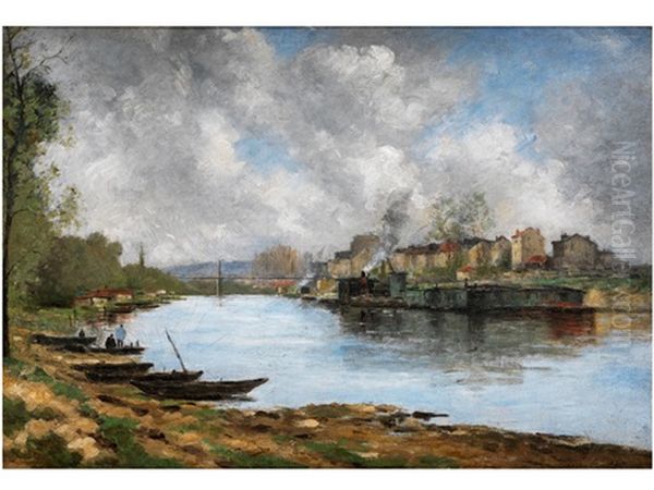 Blick Auf Die Seine Oil Painting by Stanislas Lepine