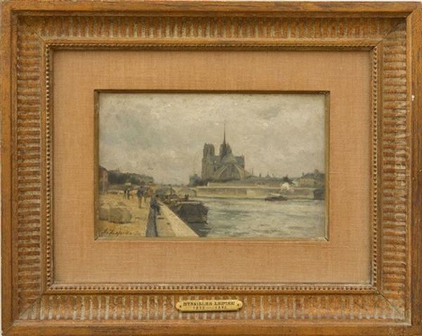 Le Pont De L'archeveche Oil Painting by Stanislas Lepine