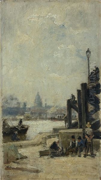 Les Quais De Seine A Bercy Oil Painting by Stanislas Lepine