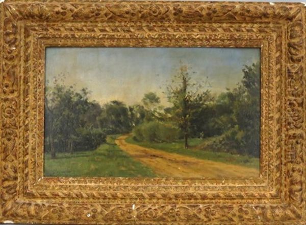 Barbizon Landscape, Dirt Road Through Trees Oil Painting by Stanislas Lepine