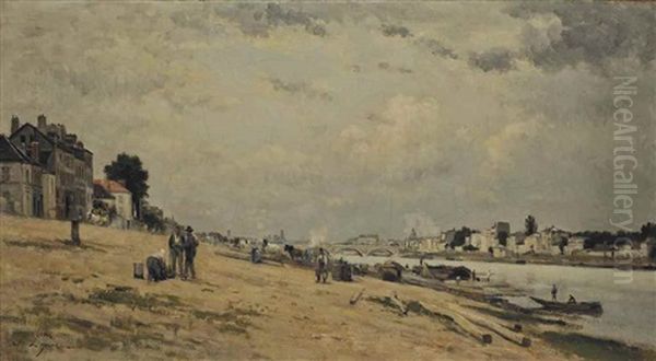 Les Bords De Seine Entre Bercy Et Ivry Oil Painting by Stanislas Lepine