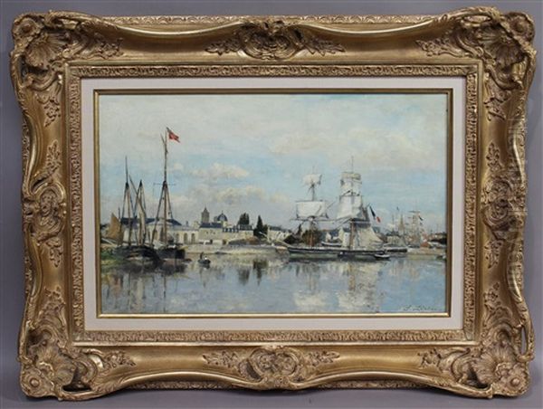 Voiliers Dans Le Bassin De Saint Pierre A Caen Oil Painting by Stanislas Lepine