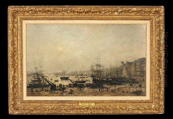 Port Of Caen Oil Painting by Stanislas Lepine