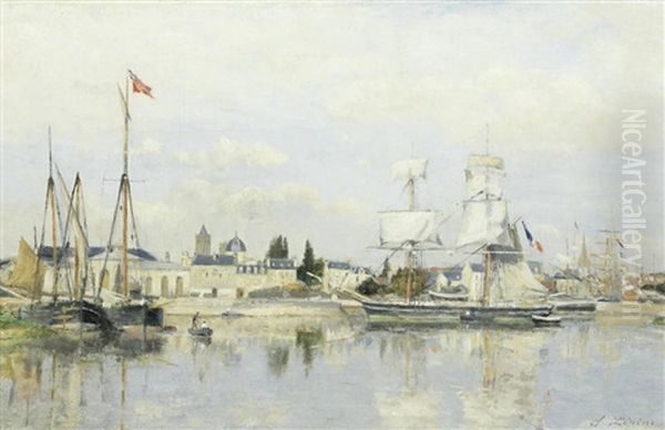 Le Bassin De St Pierre A Caen. Rive Droite Oil Painting by Stanislas Lepine