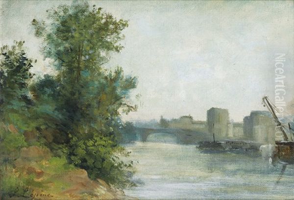 La Seine Au Pont De Neuilly Oil Painting by Stanislas Lepine