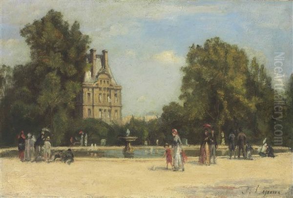 Les Tuileries Et Le Pavillon De Flore Oil Painting by Stanislas Lepine