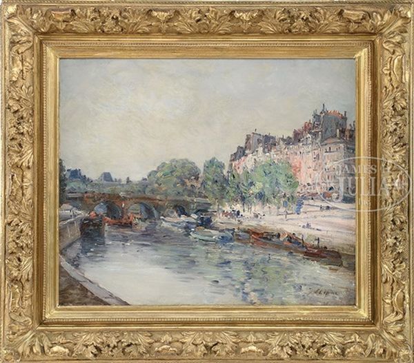 Along The Seine River In Summer Oil Painting by Stanislas Lepine