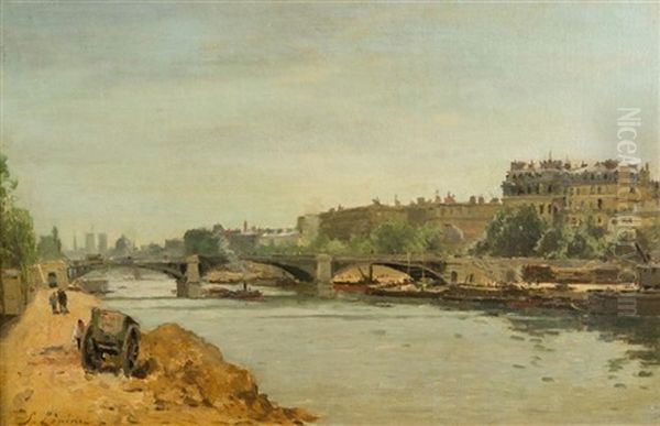 View Of Seine, Paris Oil Painting by Stanislas Lepine