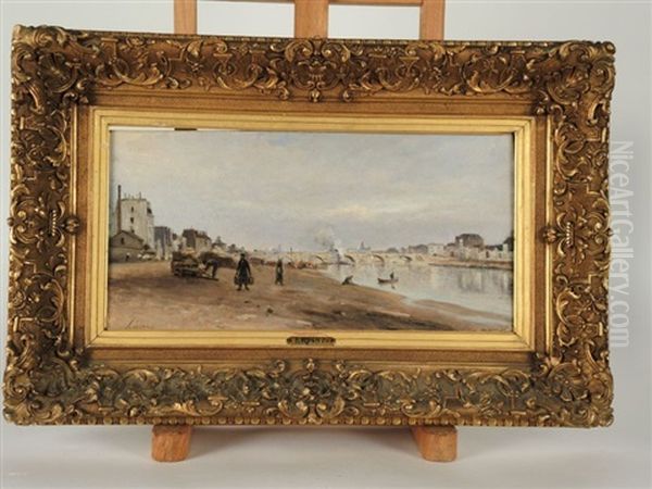 Bords De Seine Animes, Pres De Paris Oil Painting by Stanislas Lepine