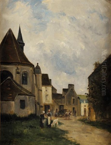 Rue De Village En Pays De Caux, Normandie Oil Painting by Stanislas Lepine