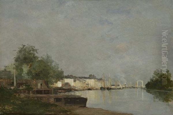 La Seine A Rouen Oil Painting by Stanislas Lepine