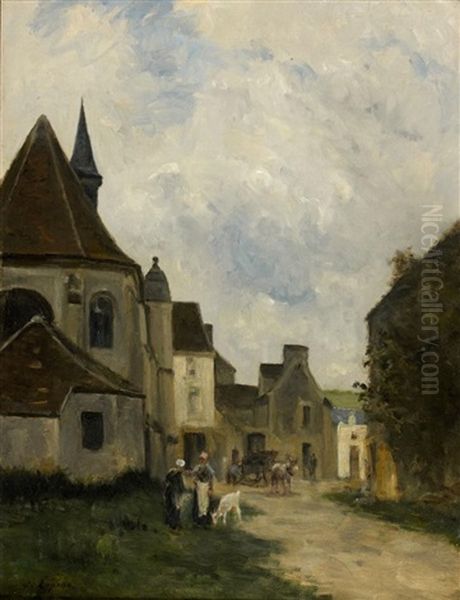 Rue D'un Village En Pays De Caux, Normandie Oil Painting by Stanislas Lepine