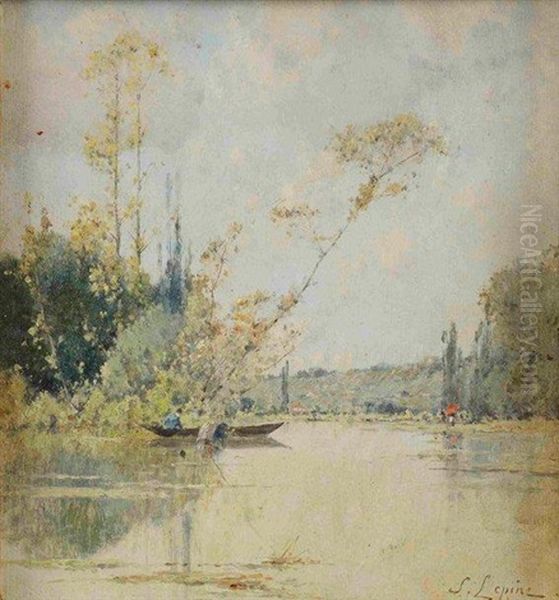 Pecheur Sur Un Lac Oil Painting by Stanislas Lepine