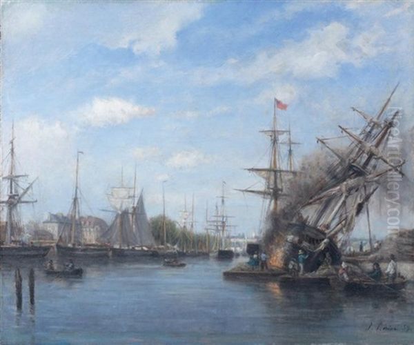 Caen, Amorce Du Bassin Saint Pierre Oil Painting by Stanislas Lepine