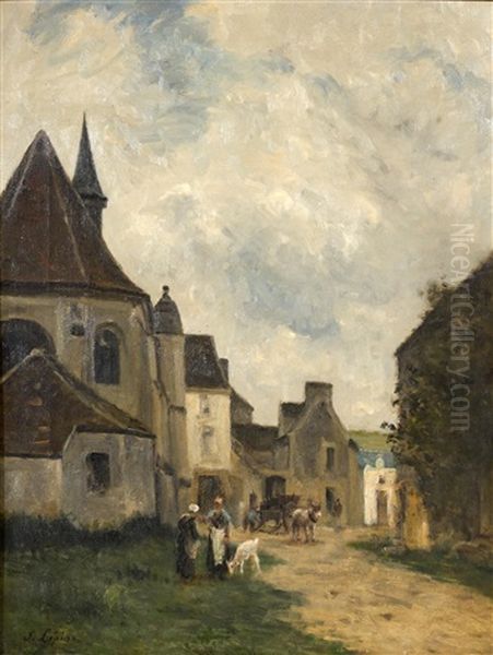 Rue Du Village En Pays De Caux Oil Painting by Stanislas Lepine