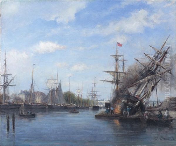 Caen, Amorce Du Bassin Saint Pierre Oil Painting by Stanislas Lepine