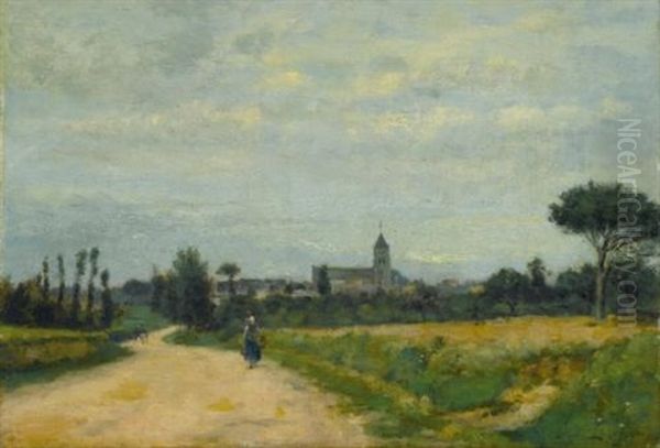 Le Village D'ouistreham Oil Painting by Stanislas Lepine