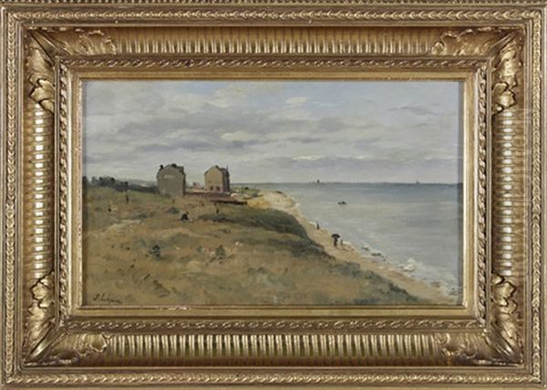 Bretonische Kustenlandschaft Mit Spaziergangern Oil Painting by Stanislas Lepine