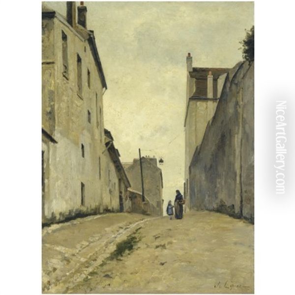 Montmartre, La Rue Du Mont-cenis Oil Painting by Stanislas Lepine