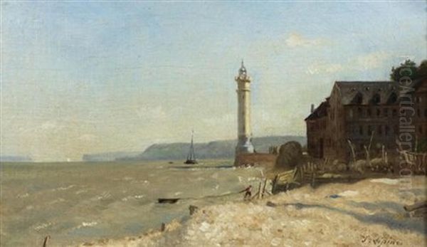 Le Phare A Honfleur Oil Painting by Stanislas Lepine