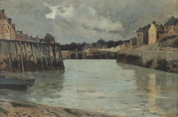 Kanal In Saint Valery En Caux Oil Painting by Stanislas Lepine