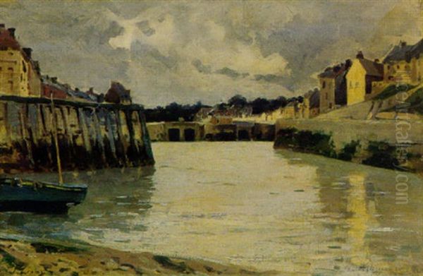 Kanal In Saint Valery En Caux Oil Painting by Stanislas Lepine