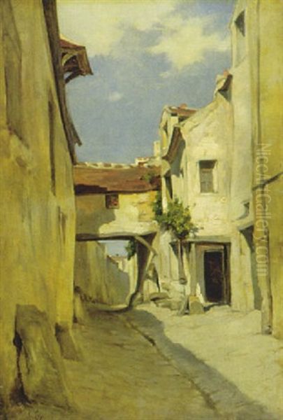 Dorfstrasse Oil Painting by Stanislas Lepine