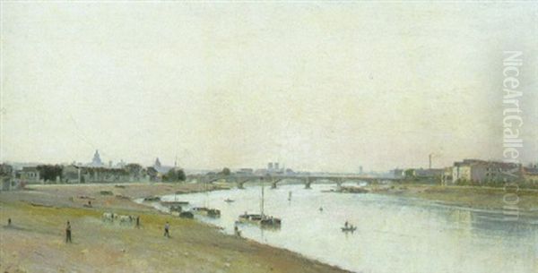 Le Pont National Vu Du Pont D'ivry Oil Painting by Stanislas Lepine